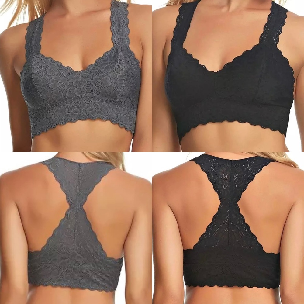 🌸NWOT- 2 FOR $19 Felina Lace Bralette (Black&Gray)-Size S